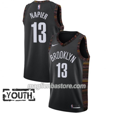 Maglia NBA Brooklyn Nets Shabazz Napier 13 2018-19 Nike City Edition Nero Swingman - Bambino